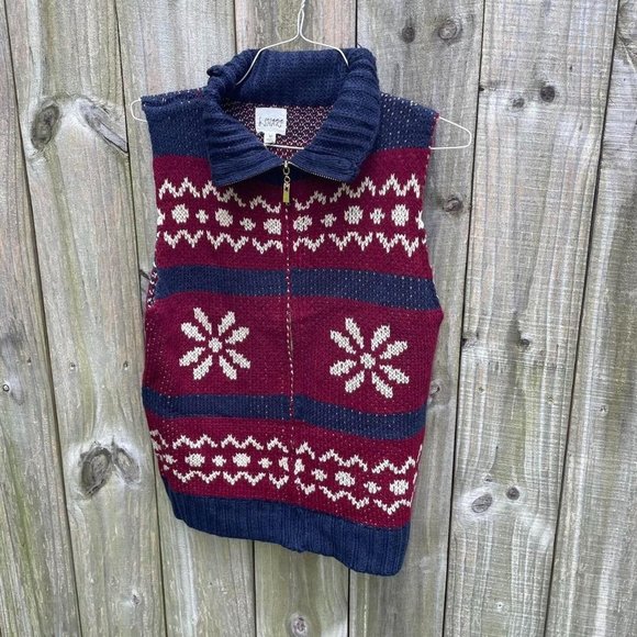 Deadstock Vintage Y2K Snowflake Zip Up Sweater Vest - Picture 5 of 5